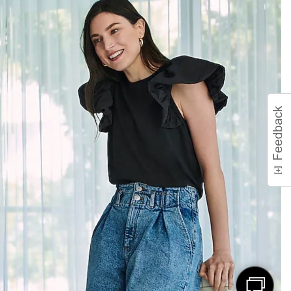 Express taffeta sleeve crew neck tee